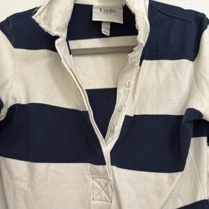 Luella Blue and White Striped Top with Pointed Collar